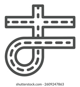 One loop road tracks line icon, making road concept. Vector graphics. Road construction project plan sign on white background, outline style icon for mobile or web design