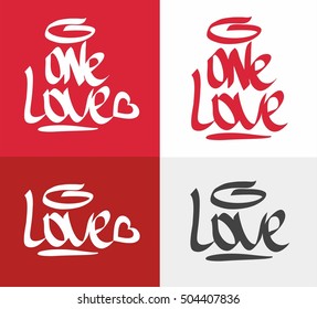 One love font calligraphy vector illustration Saint Valentine's Day 