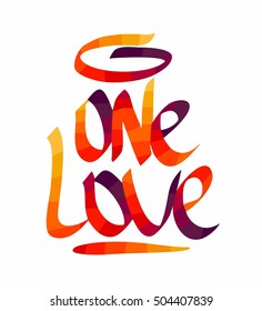 One love font calligraphy vector illustration Saint Valentine's Day 