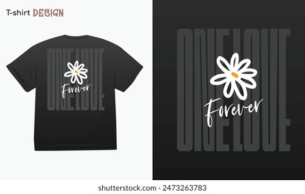 "One Love Forever" T-shirt mock up vector. Street Wear and Urban Style Eps 10 vector