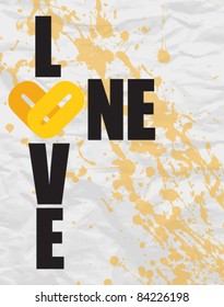 One love grunge text on a paper-background. Vector