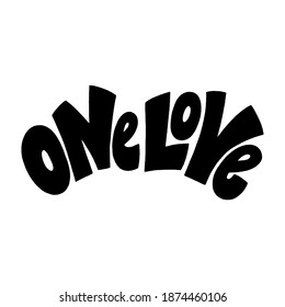 One love hand-drawn lettering typography. Quote about love for Valentines day and wedding. Text for social media, print, t-shirt, card, poster, gift, landing page, web design elements.