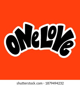 One love hand-drawn lettering typography. Quote about love for Valentines day and wedding. Text for social media, print, t-shirt, card, poster, gift, landing page, web design elements.