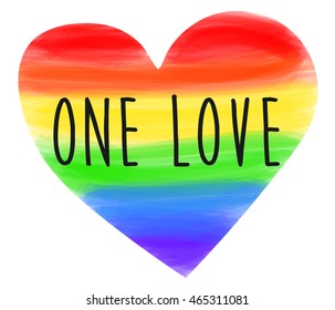 One Love. Heart Rainbow