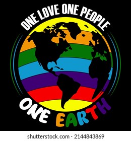 One love one people one earth. Earth Day T shirts design, Vector graphic, Poster or Coffee Mug design.