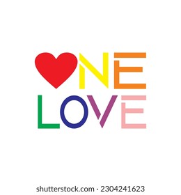 one love pride event typography vector