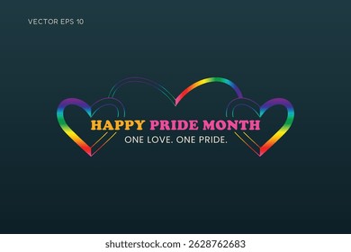 One Love One Pride Rainbow Hearts Poster
