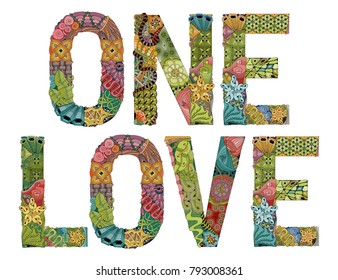 One love . Vector decorative zentangle object