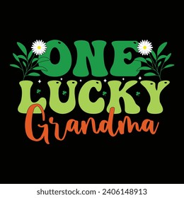 one luckey grandma Retro St. Patrick's Day Typography t shirt
