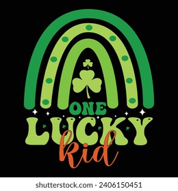 one luckey kid Retro St. Patrick's Day Typography t shirt