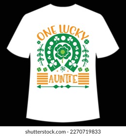 One Lucky Auntie, St. Patrick's Day Shirt Print Template, Lucky Charms, Irish, everyone has a little luck Typography Design