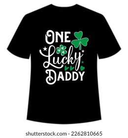 Un padre afortunado feliz St. Patrick's day shirt print, diseño de St. Patrick, diseño de tipografía para el día irlandés, día de la mujer, trébol afortunado, regalo irlandés