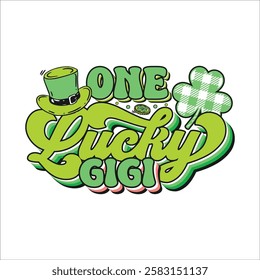 One lucky gigi St. Patrick's day design, St. Patrick's day colorful typography design