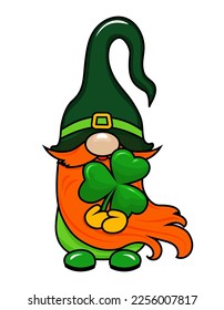 One Lucky Gnome - funny St Patrick's Day design for poster, t-shirt, card, invitation, sticker, banner, gift. Irish leprechaun shenanigans lucky charm clover funny quote.