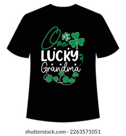 One lucky grandma Happy St. Patrick's day shirt print template, St. Patrick's design, typography design for Irish day, women day, lucky clover, Irish gift