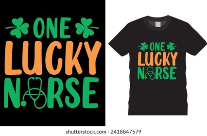 Una afortunada enfermera de diseño de camisetas vectoriales del Día de St Patrik. Feliz diseño de camisetas del Día de San Patricio. Diseño de camisetas del Día de San Patricio listas para imprimir, camisetas, prendas de vestir, afiche, pancarta, taza, regalo