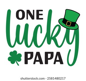 One Lucky Papa - Happy St, Patrick typography T-shirt vector, Saint Patrick's Day gnome Illustration Design, lucky shamrock Clipart