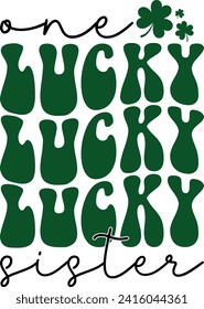 One Lucky Sister St. Patrick's Day Retro T-shirt