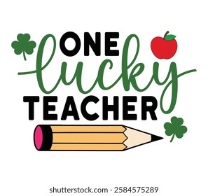 One Lucky Teacher - Happy St. Patrick typography T-shirt vector, Saint Patrick's Day gnome Illustration Design, lucky shamrock Clipart