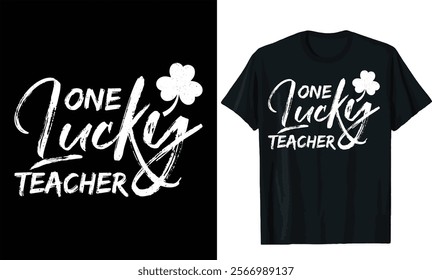 One lucky teacher t shirt design.St patricks day t shirt design