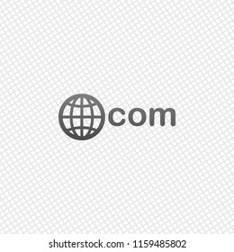 one of main domains, globe and com. On grid background