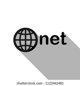 one of main domains, globe and net. Black object with long shadow on white background