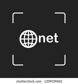 one of main domains, globe and net. White object in camera autofocus on dark background