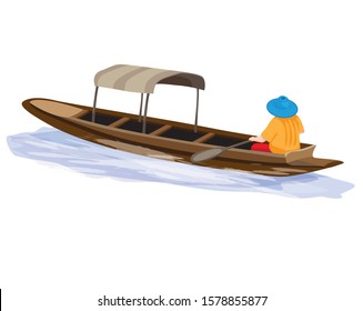 one man with canoe boat vector design