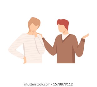One Man Encouraging Another By Putting Hand on His Shoulder Vector Illustration