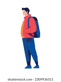 Un hombre haciendo senderismo con mochila aislada