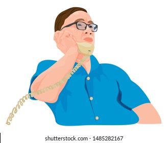 one man with telephone vector design