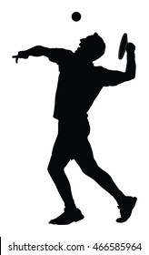 One man tennis player vector silhouette isolated on white background.