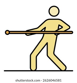 One man tug of war icon. Outline one man tug of war vector icon color flat isolated