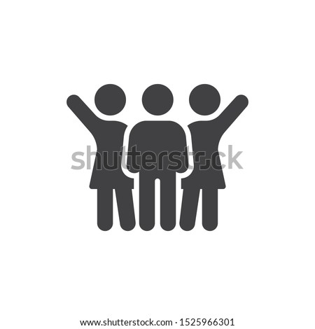 One man and two women vector icon. filled flat sign for mobile concept and web design. People Relationship glyph icon. Symbol, logo illustration. Vector graphics