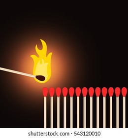 One matchstick lighting others