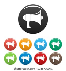 One megaphone icon. Simple illustration of one megaphone vector icons set color isolated on white