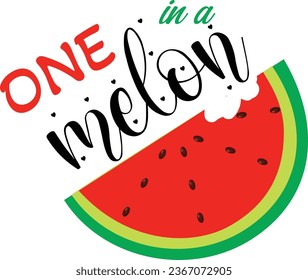 One in a Melon with Green Red Text Melon Icon Melon Vector 