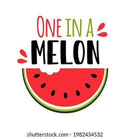 One in a Melon. Vector Illustration with watermelon slice