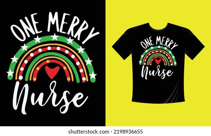 one merry nurse - Christmas t shirt design free vector svg design template 