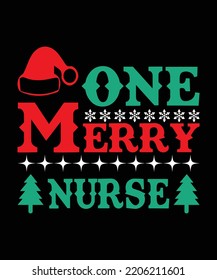 One merry nurse christmas t shirt design