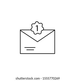 One message, email icon. Simple line, outline vector of information transfer icons for ui and ux, website or mobile application
