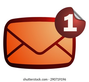 One Message Orange and Red Sign, Vector Illustration. 