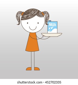 one milk on a plate, vector illustration