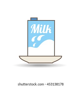 one milk on a plate, vector illustration