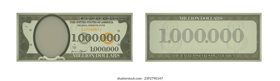 Eine Million Dollar-Banknotenvorlage. US Fake Cash Note. Game Witz Geld Millionen Dollar