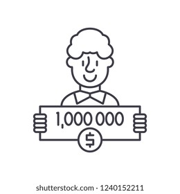 One Million Dollars Line Icon Concept. One Million Dollars Vector Linear Illustration, Symbol, Sign