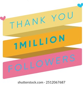 One million followers banner. One million subscribers banner design in vector format