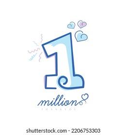 One million followers or subscribers celebration design with hand drawn style