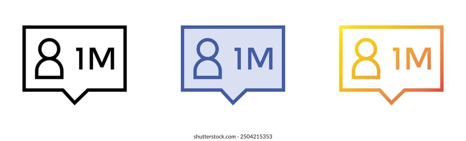 one million icon. Linear, Blue Fill and Gradient Style Design Isolated On White Background