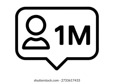 Un millón de íconos. Diseño de estilo lineal, de relleno y degradado aislado sobre fondo blanco. Impresionante icono de un millón de hitos con símbolo de usuario. 